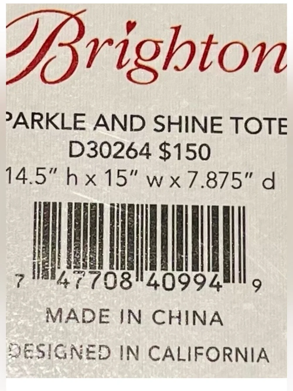 BRIGHTON SPARKLE AND SHINE CANVAS TOTE artwork BY TOM CLANCY NWT LTD ED